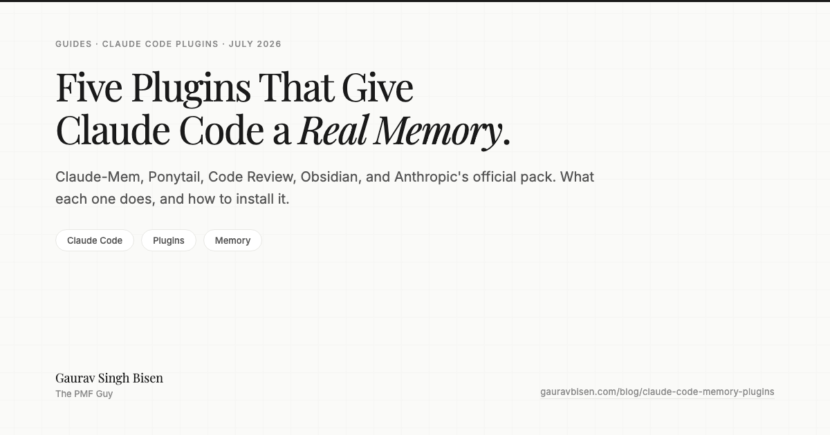 Five Claude Code plugins that give it lasting memory, by Gaurav Singh Bisen